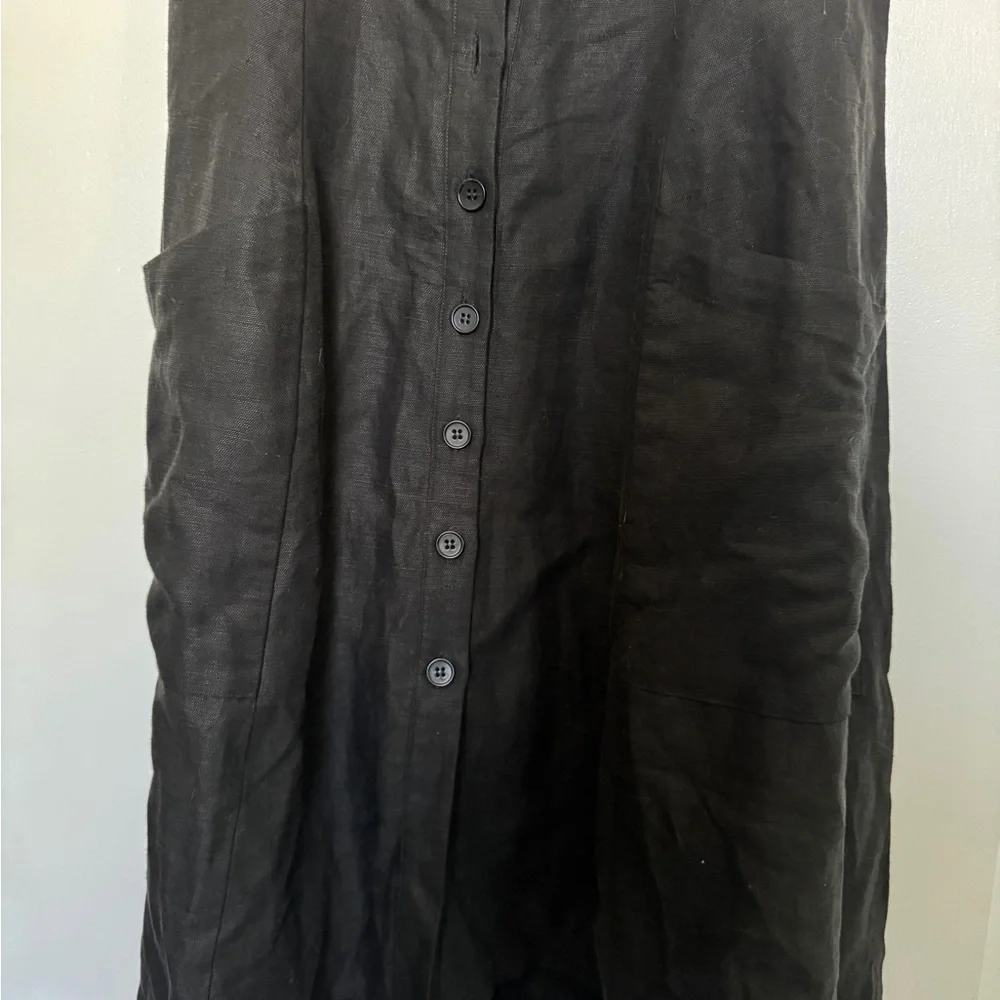 Size 4 Black Button Up Linen Reformation Dress - Picture 5 of 10